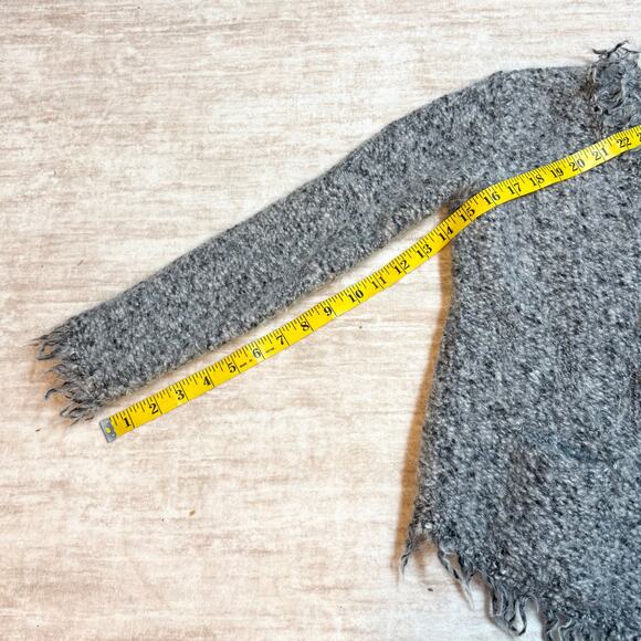 The Cashmere Project Heathered Gray Open Front Long Sleeve Cardigan Fringe Fall - Picture 6 of 10